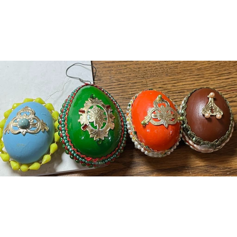 4 Vintage Decorated Egg With Figure Inside C1970's THANKSGIVING - Picture 7 of 7